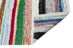 Girit Beige Striped Wool Handmade Area Rug 4'9" x 10'11"