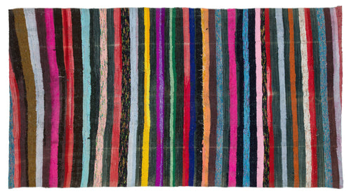 Girit Beige Striped Wool Handmade Area Rug 5'4" x 9'11"