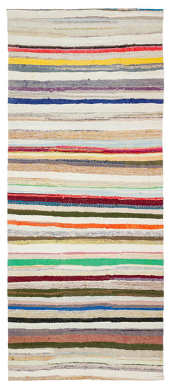 Girit Beige Striped Wool Handmade Area Rug 5'3" x 12'4"