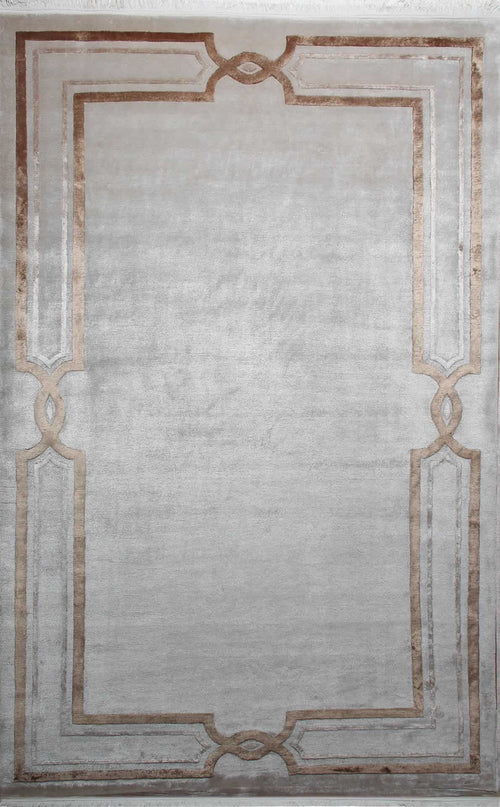 Huntington Beach Gold Classic Wool and Viscose Handmade Rug