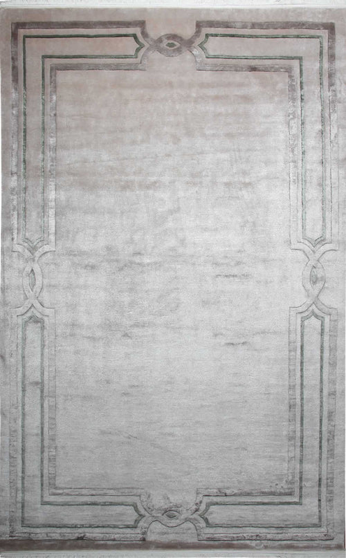 Handmade Wool Rug - Beige Geometric Viscose Area Rug With Soft Texture