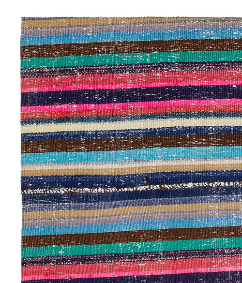 Girit Blue Striped Wool Handmade Area Rug 5'2" x 4'4"