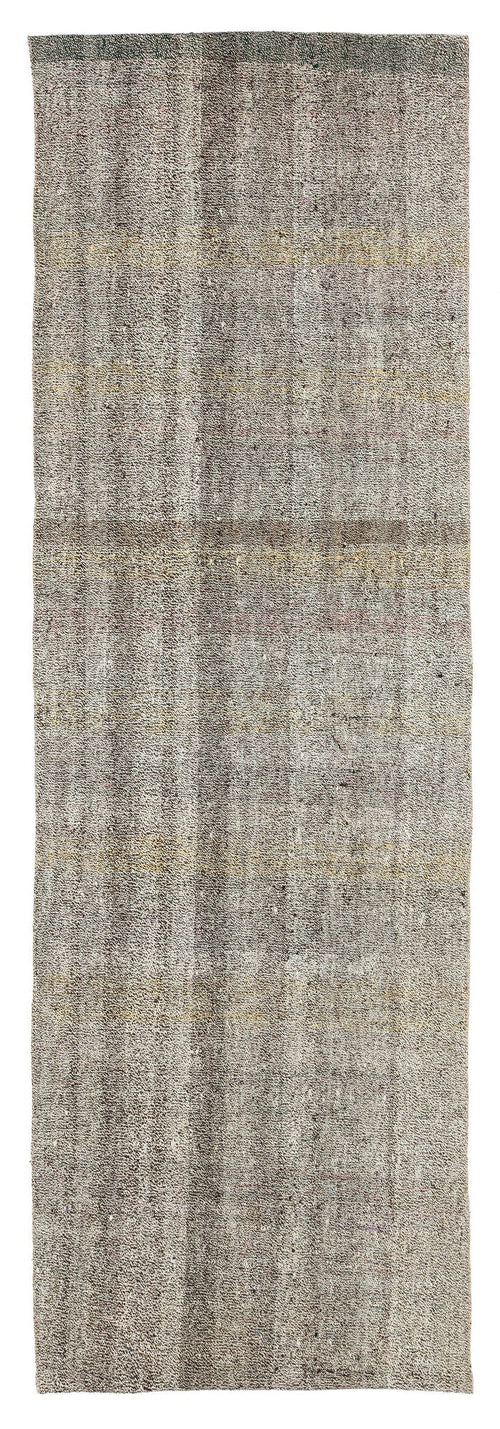 Girit Beige Striped Wool Handmade Area Rug 2'9" x 8'8"
