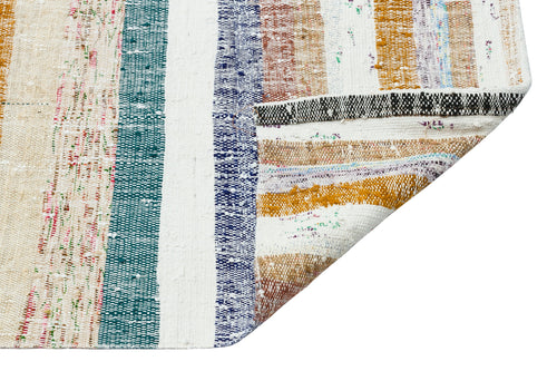 Girit Beige Striped Wool Handmade Area Rug 5'3" x 9'3"