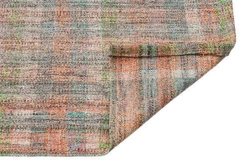 Girit Orange Striped Wool Handmade Area Rug 2'11" x 7'8"