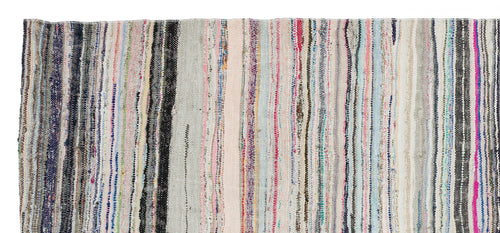 Girit Beige Striped Wool Handmade Area Rug 4'4" x 9'7"