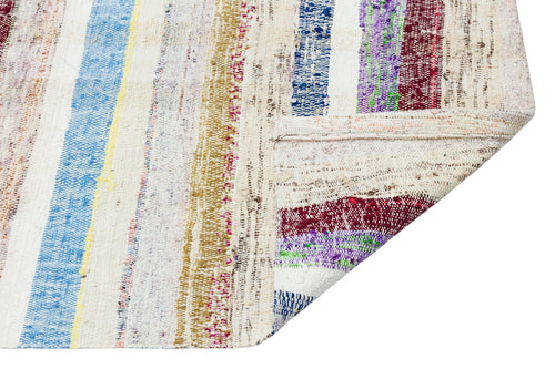 Girit Beige Striped Wool Handmade Area Rug 2'11" x 10'1"