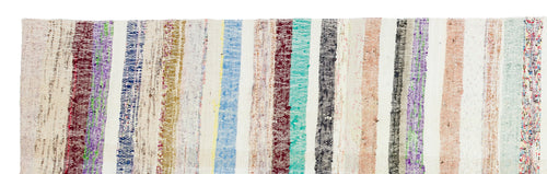 Girit Beige Striped Wool Handmade Area Rug 2'11" x 10'1"