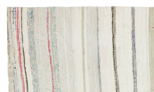 Girit Beige Striped Wool Handmade Area Rug 4'11" x 8'4"