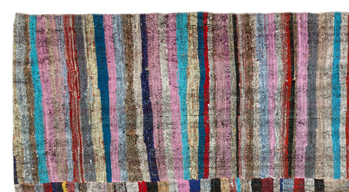 Girit Beige Striped Wool Handmade Area Rug 5'7" x 9'9"