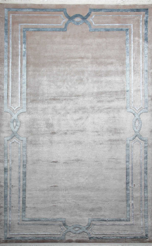 Fayetteville Blue Classic Wool and Viscose Handmade Rug