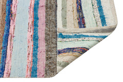 Girit Beige Striped Wool Handmade Area Rug 4'11" x 9'11"