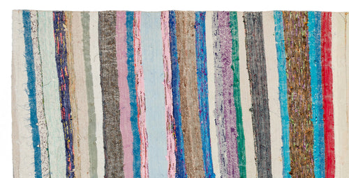 Girit Beige Striped Wool Handmade Area Rug 4'11" x 9'11"