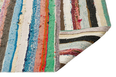 Girit Beige Striped Wool Handmade Area Rug 5'2" x 8'5"