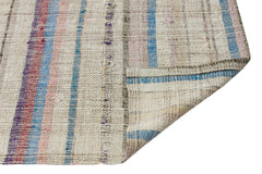 Girit Beige Striped Wool Handmade Area Rug 3'1" x 10'8"