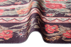 Ternitz Black Floral Cotton Machine Made Area Rug