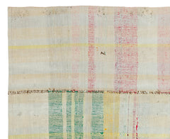 Girit Beige Striped Wool Handmade Area Rug 5'10" x 7'2"