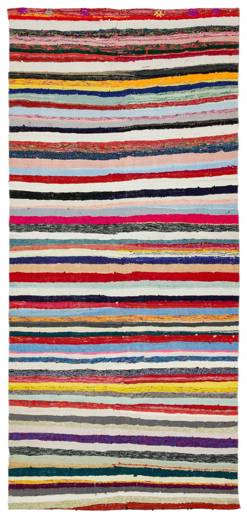 Girit Beige Striped Wool Handmade Area Rug 5'3" x 11'3"