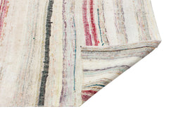 Girit Beige Striped Wool Handmade Area Rug 5'4" x 7'0"