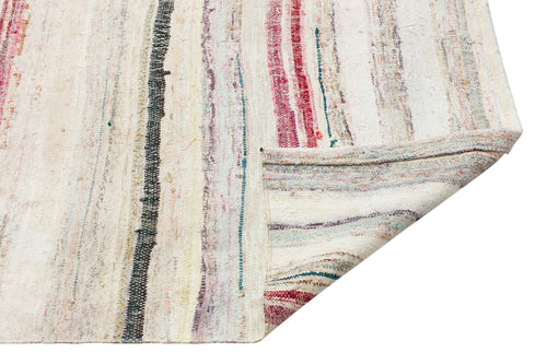 Girit Beige Striped Wool Handmade Area Rug 5'4" x 7'0"