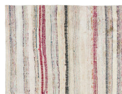 Girit Beige Striped Wool Handmade Area Rug 5'4" x 7'0"