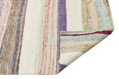 Girit Beige Striped Wool Handmade Area Rug 5'0" x 9'10"