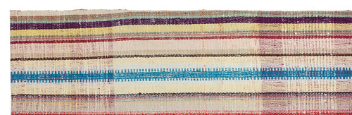 Girit Beige Striped Wool Handmade Area Rug 2'7" x 8'6"
