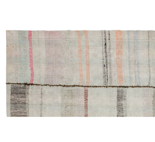 Girit Beige Striped Wool Handmade Area Rug 5'0" x 8'11"