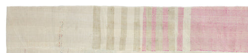 Girit Beige Striped Wool Handmade Area Rug 2'1" x 10'6"