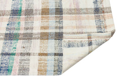 Girit Beige Striped Wool Handmade Area Rug 2'10" x 7'9"