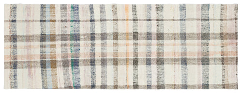 Girit Beige Striped Wool Handmade Area Rug 2'10" x 7'9"