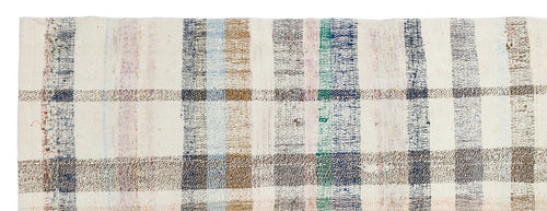 Girit Beige Striped Wool Handmade Area Rug 2'10" x 7'9"