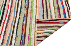 Girit Beige Striped Wool Handmade Area Rug 4'2" x 7'4"