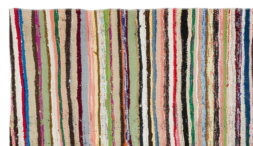 Girit Beige Striped Wool Handmade Area Rug 4'2" x 7'4"