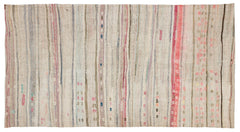 Girit Beige Striped Wool Handmade Area Rug 4'10" x 8'11"