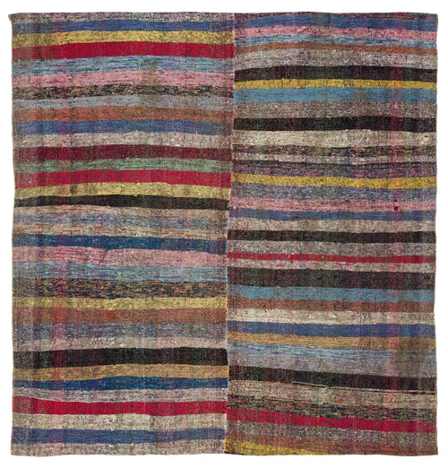 Girit Beige Striped Wool Handmade Area Rug 4'6" x 10'1"