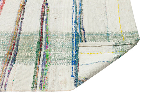 Girit Beige Striped Wool Handmade Area Rug 4'2" x 8'4"