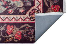 Ternitz Black Floral Cotton Machine Made Area Rug