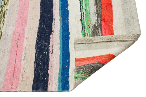 Girit Beige Striped Wool Handmade Area Rug 6'2" x 9'5"