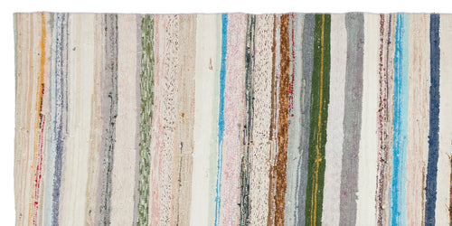 Girit Beige Striped Wool Handmade Area Rug 4'9" x 9'10"