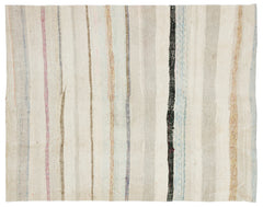 Girit 37262 Beige Striped Wool Handmade Area Rug 5'3" x 6'9"