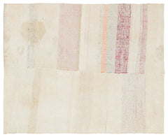 Girit Beige Striped Wool Handmade Area Rug 5'1" x 6'5"