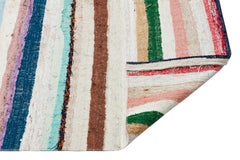 Girit Beige Striped Wool Handmade Area Rug 5'1" x 8'2"