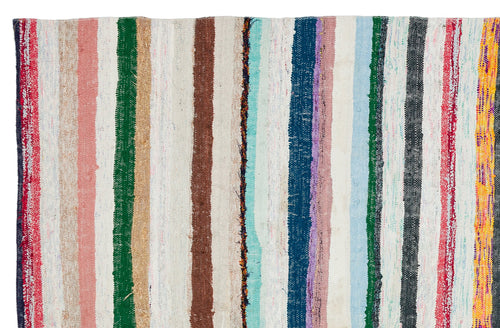 Girit Beige Striped Wool Handmade Area Rug 5'1" x 8'2"