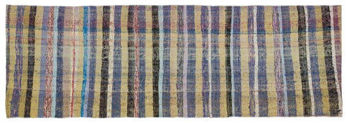 Girit Beige Striped Wool Handmade Area Rug 2'10" x 8'3"