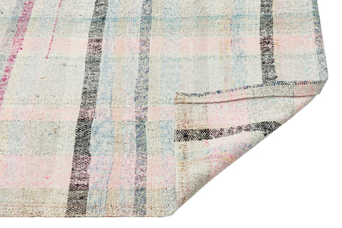 Girit Beige Striped Wool Handmade Area Rug 3'3" x 7'7"