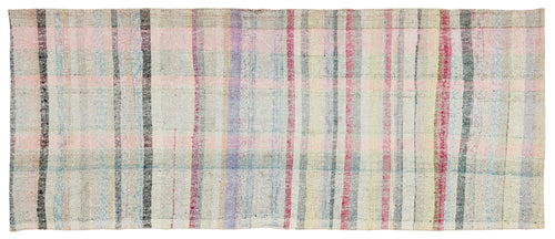 Girit Beige Striped Wool Handmade Area Rug 3'3" x 7'7"