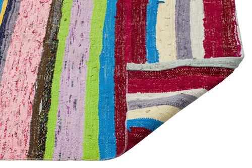 Girit Beige Striped Wool Handmade Area Rug 5'2" x 9'9"