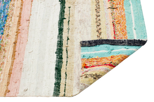 Girit Beige Striped Wool Handmade Area Rug 4'9" x 6'9"