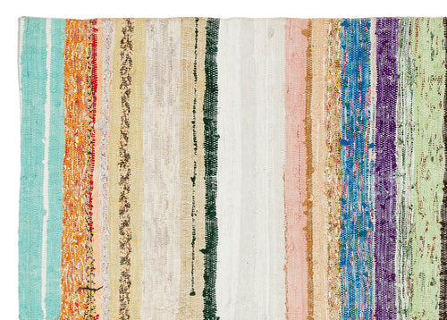 Girit Beige Striped Wool Handmade Area Rug 4'9" x 6'9"
